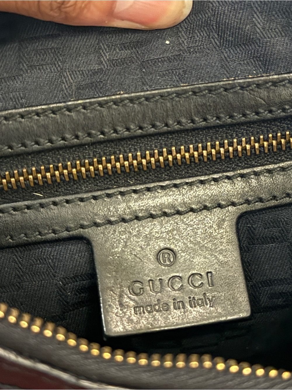 Gucci Black Canvas Crescent Shoulder Bag with Striped Strap - Picture 8 of 8